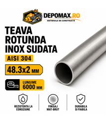 Teava rotunda inox sudata AISI 304, 48.3 x 2 mm, 6 metri